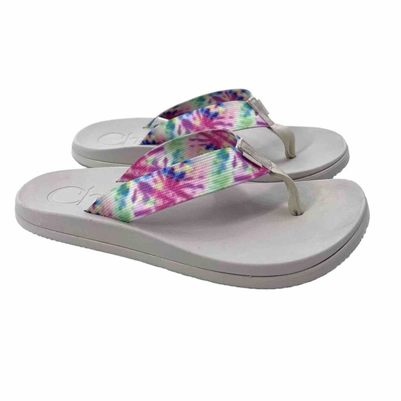 Chaco Chillos Rainbow Tie Dye Flip Flop Thong Sandals - Picture 2 of 6